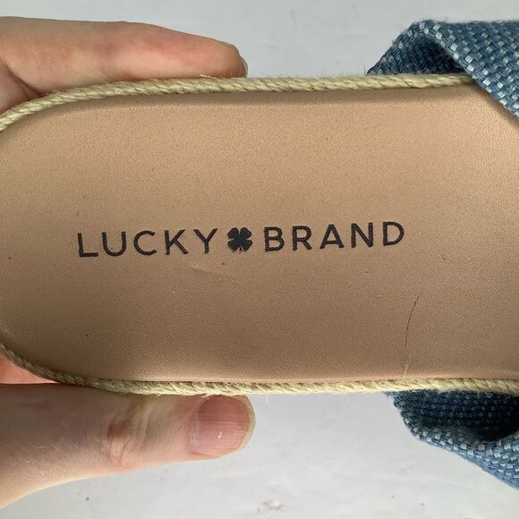 Lucky Brand Espadrilles Slip On Denim Blue Twist Knot Platform Sandals Sz 9.5M - Picture 11 of 11